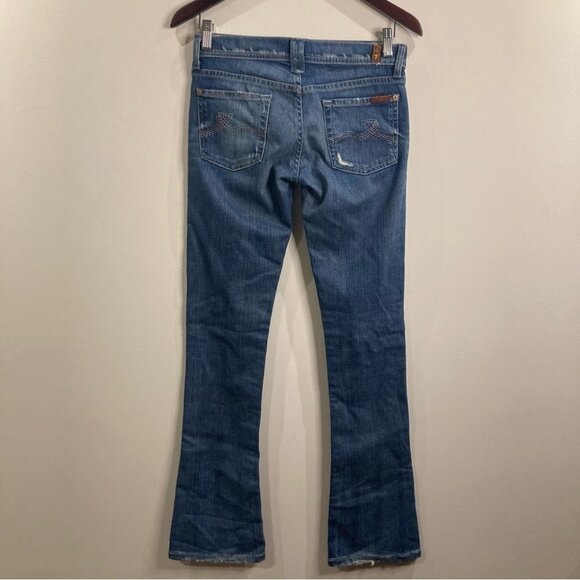 7 FOR ALL MANKIND Sz 26 Rocker Distressed Mid-Wash Wiskering Low Rise Jeans - Picture 13 of 16